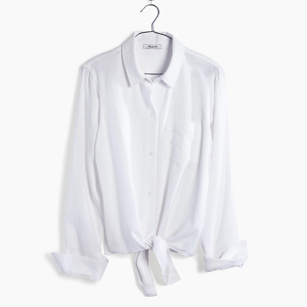 Madewell White Tie-Front Shirt - White